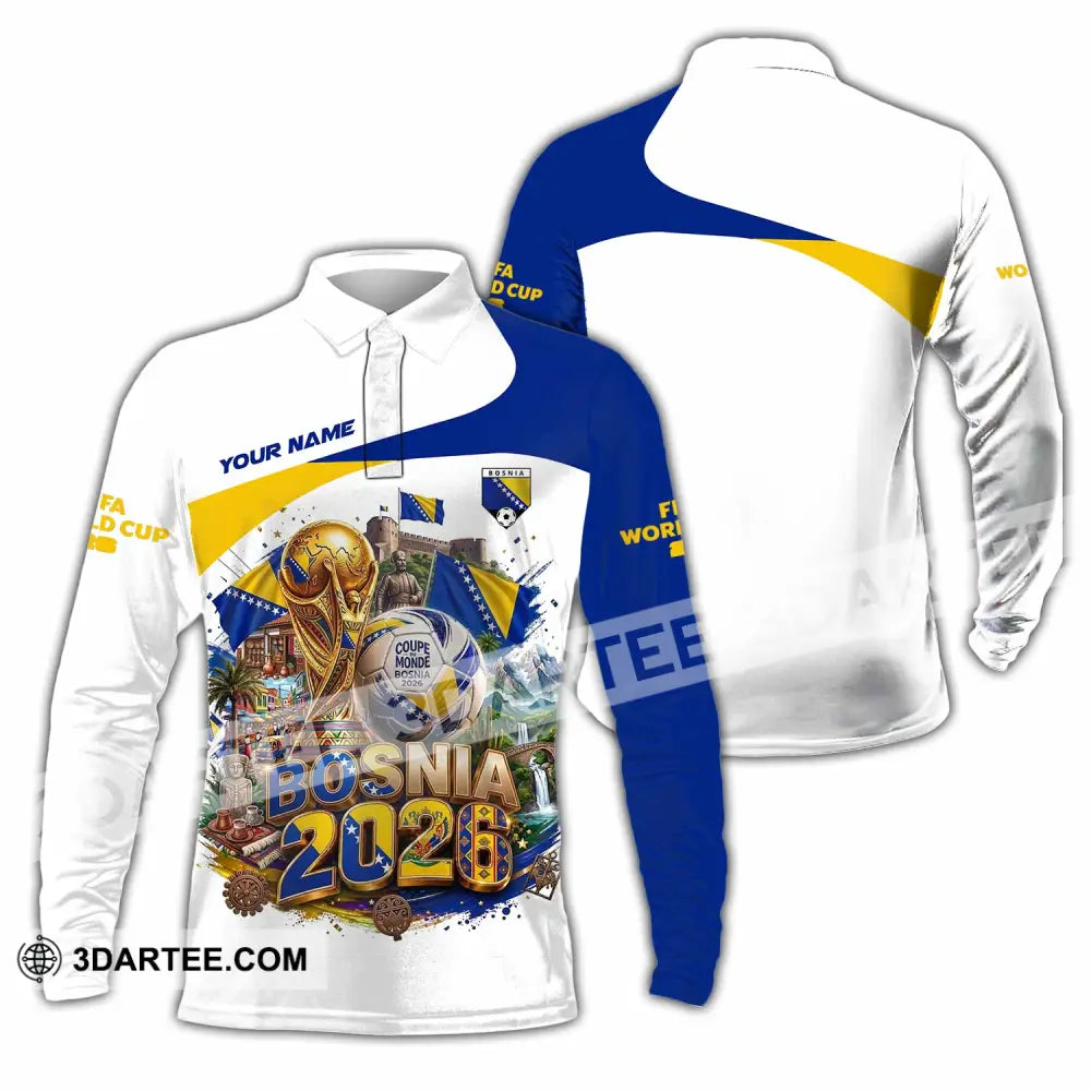 Unisex Shirt - Custom Bosnia World Cup 2026 Shirt - Long Sleeve Polo / S - T-shirt