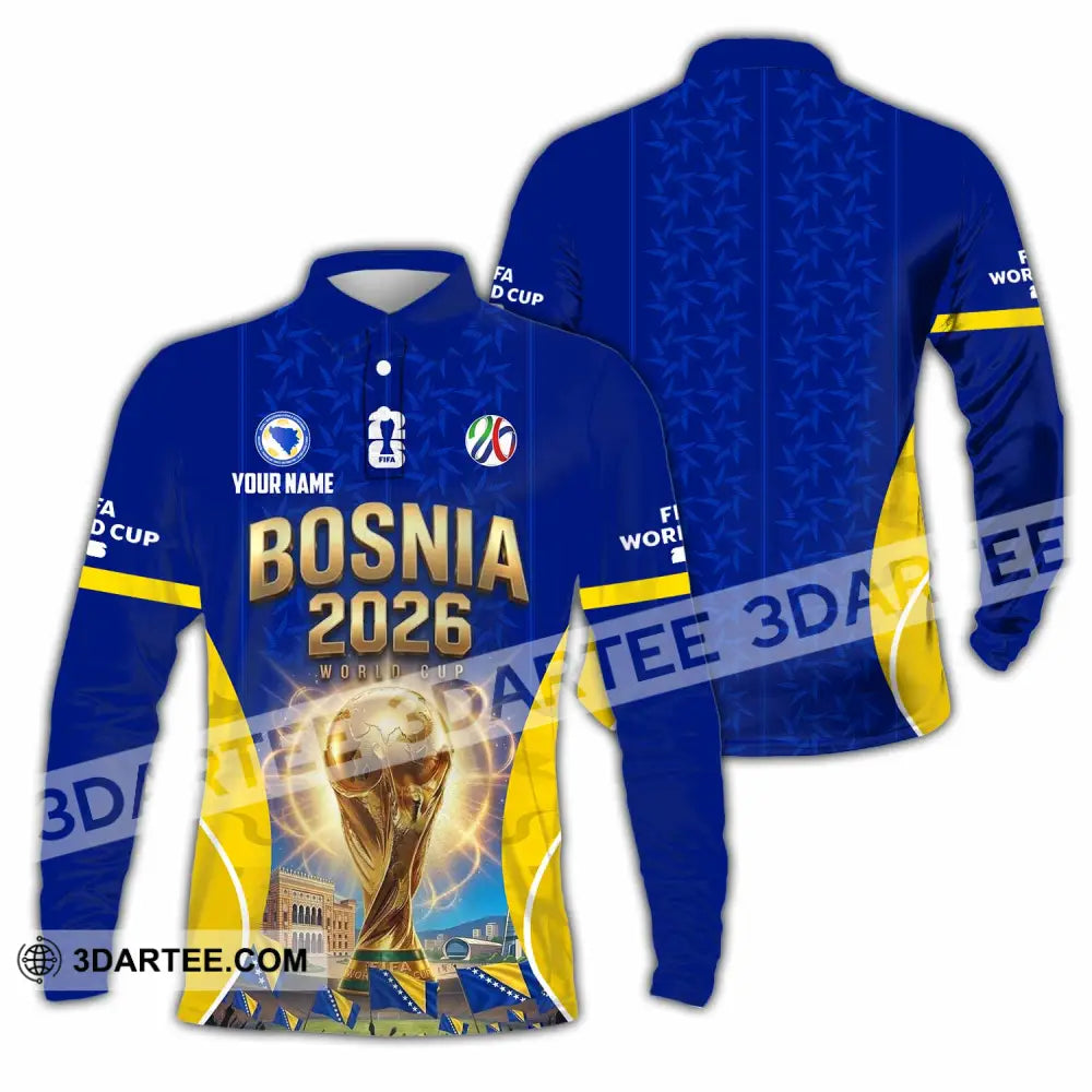 Unisex Shirt - Custom Bosnia World Cup 2026 Shirt - Long Sleeve Polo / S - T-shirt