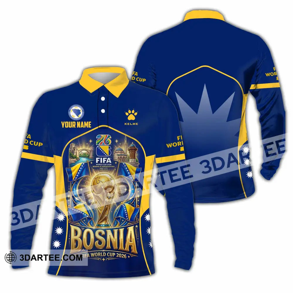 Unisex Shirt - Custom Bosnia World Cup 2026 Shirt - Long Sleeve Polo / S - T-shirt