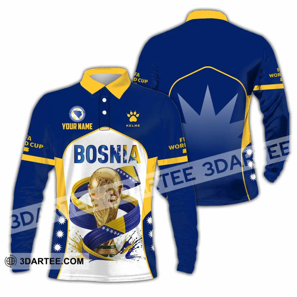 Unisex Shirt - Custom Bosnia World Cup 2026 Shirt - Long Sleeve Polo / S - T-shirt