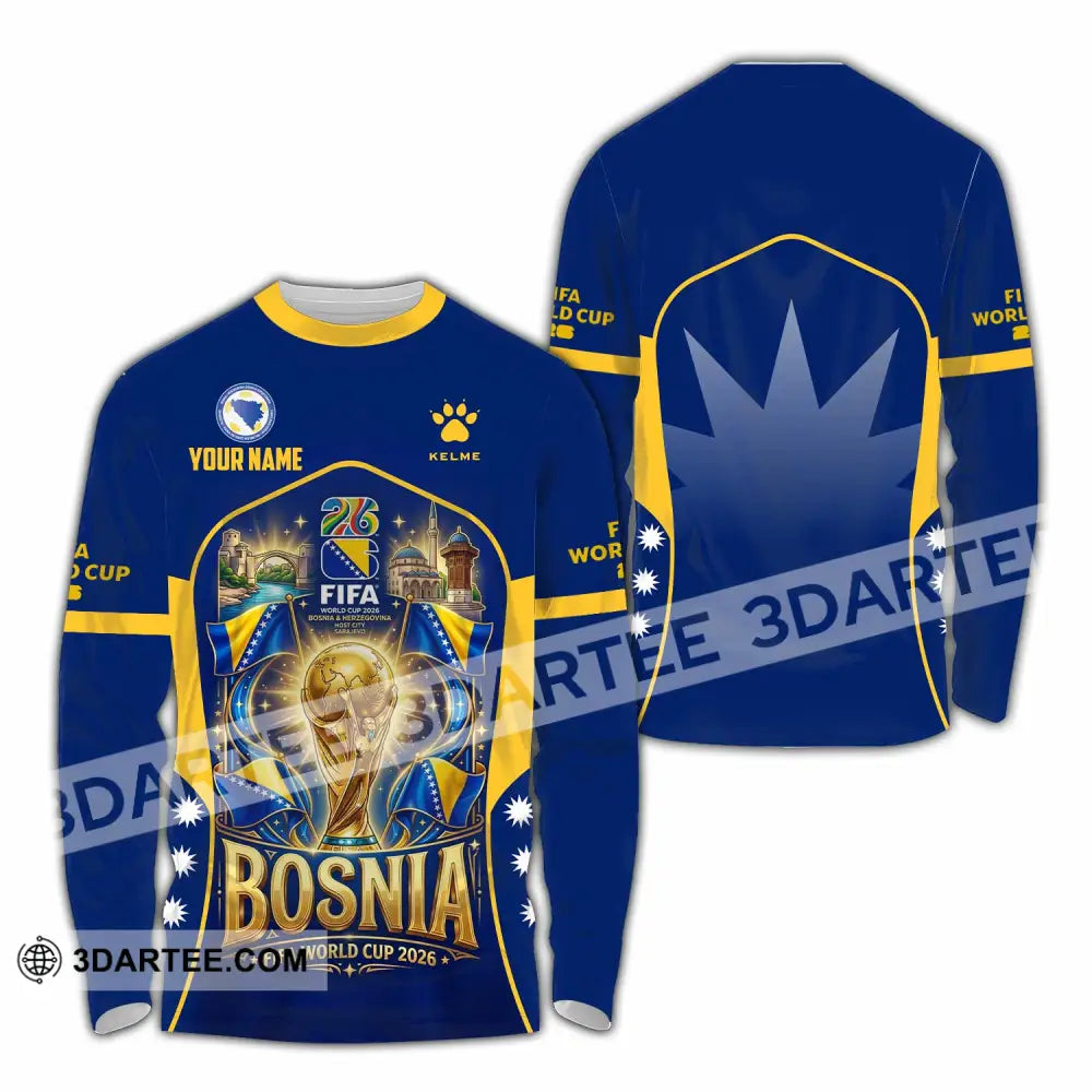 Unisex Shirt - Custom Bosnia World Cup 2026 Shirt - Long Sleeve Shirt / S - T-shirt