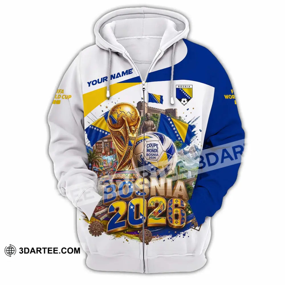 Unisex Shirt - Custom Bosnia World Cup 2026 Shirt - Zipper Hoodie / S - T-shirt