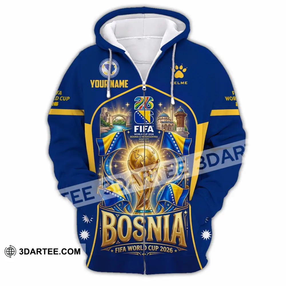 Unisex Shirt - Custom Bosnia World Cup 2026 Shirt - Zipper Hoodie / S - T-shirt