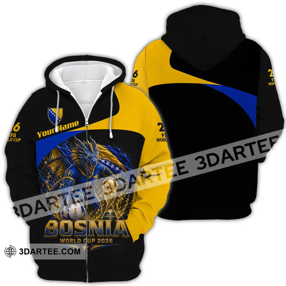 Unisex Shirt - Custom Bosnia World Cup 2026 Shirt - Zipper Hoodie / S - T-shirt