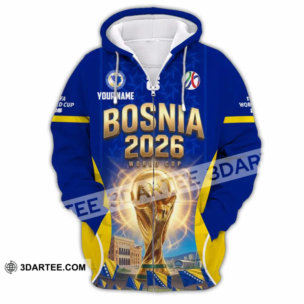 Unisex Shirt - Custom Bosnia World Cup 2026 Shirt - Zipper Hoodie / S - T-shirt