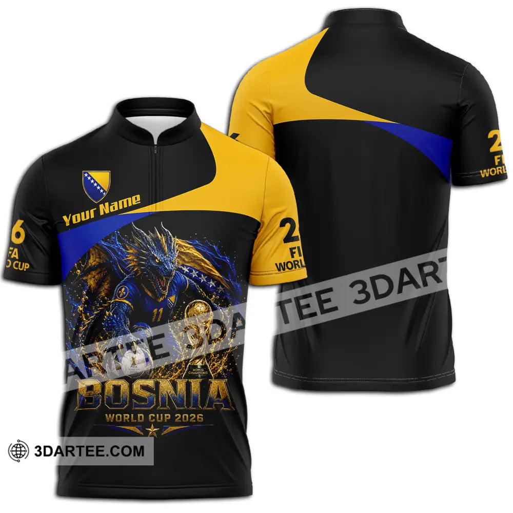 Unisex Shirt - Custom Bosnia World Cup 2026 Shirt - Zipper Polo Shirt / S - T-shirt
