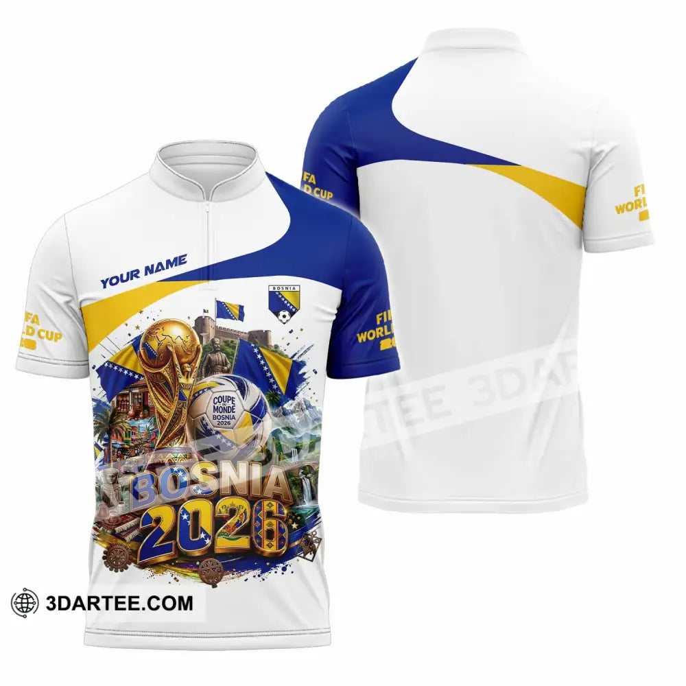 Unisex Shirt - Custom Bosnia World Cup 2026 Shirt - Zipper Polo Shirt / S - T-shirt