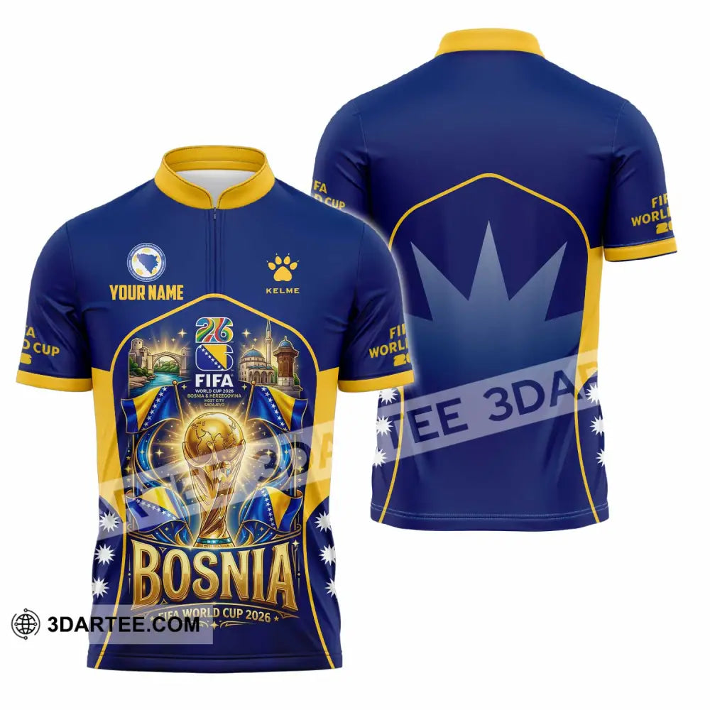 Unisex Shirt - Custom Bosnia World Cup 2026 Shirt - Zipper Polo Shirt / S - T-shirt