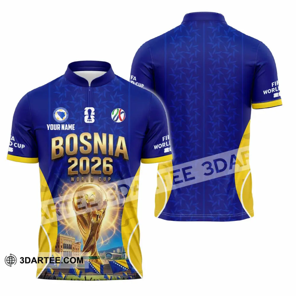 Unisex Shirt - Custom Bosnia World Cup 2026 Shirt - Zipper Polo Shirt / S - T-shirt