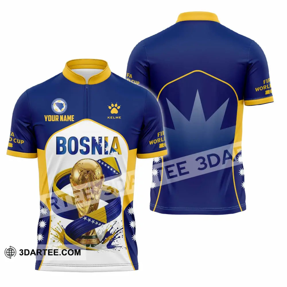 Unisex Shirt - Custom Bosnia World Cup 2026 Shirt - Zipper Polo Shirt / S - T-shirt