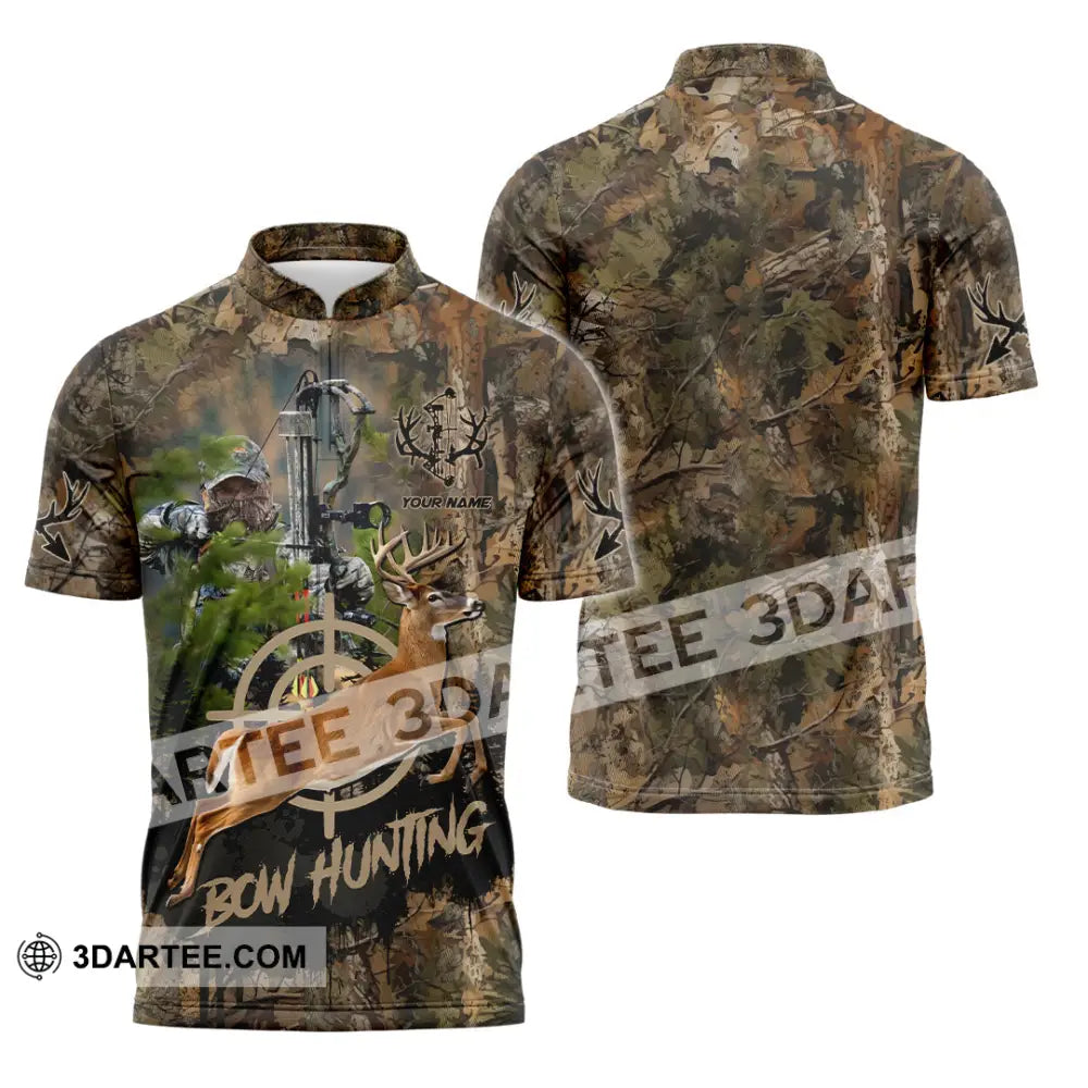 Unisex Shirt - Custom Bow Hunting Shirt Zipper Polo Shirt / S T-shirt
