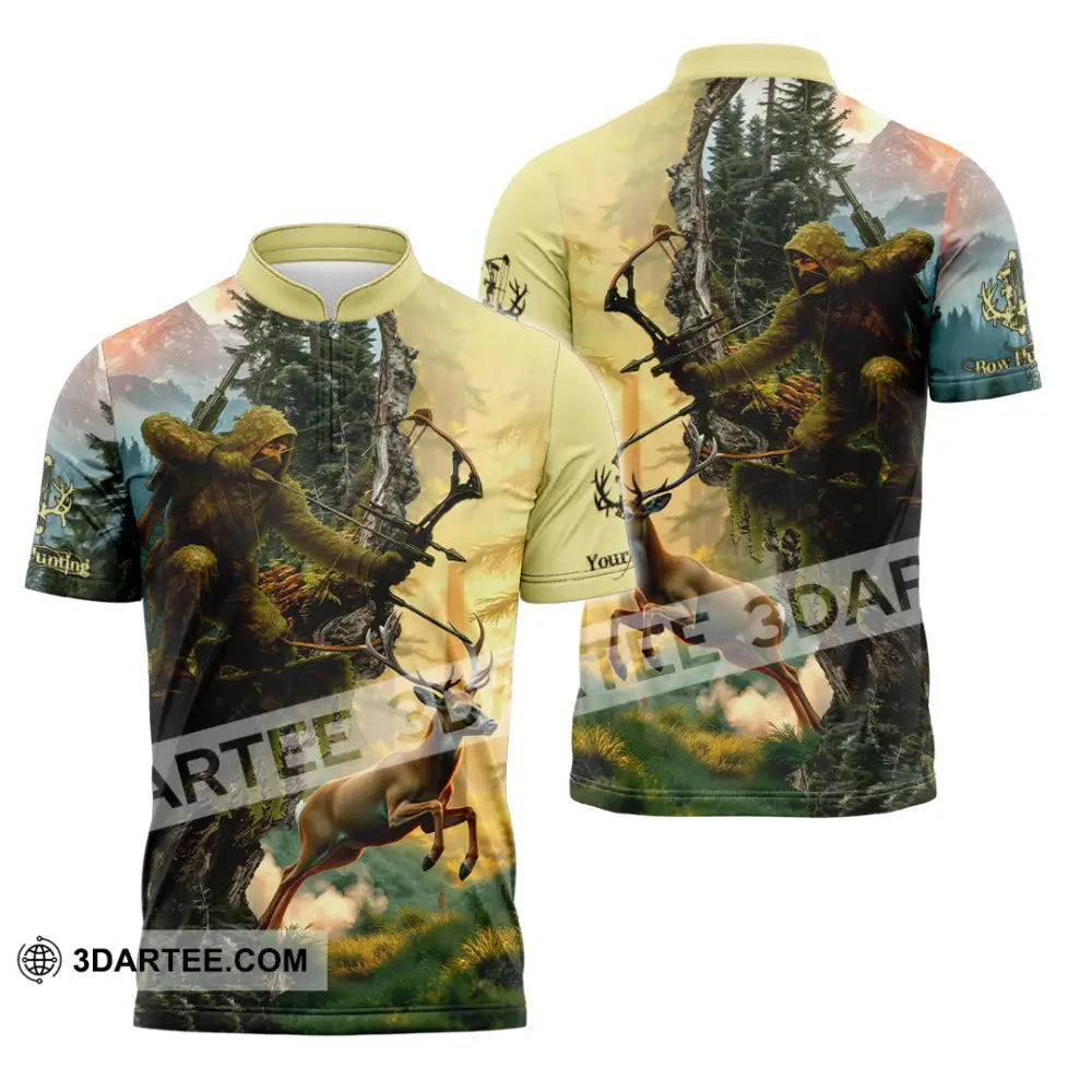Unisex Shirt - Custom Bow Hunting Shirt Zipper Polo Shirt / S T-shirt