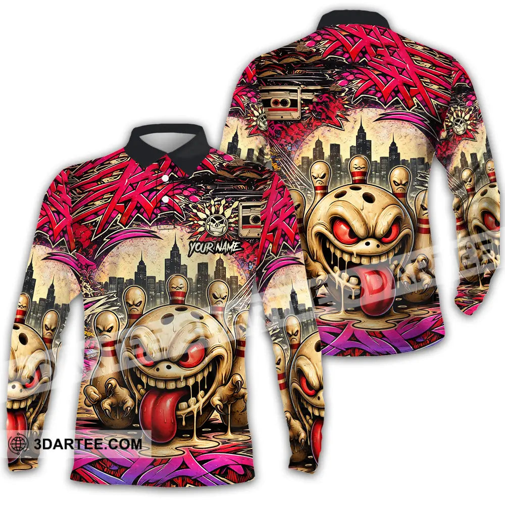 Unisex Shirt - Custom Bowling 3D Shirt Long Sleeve Polo / S T-shirt