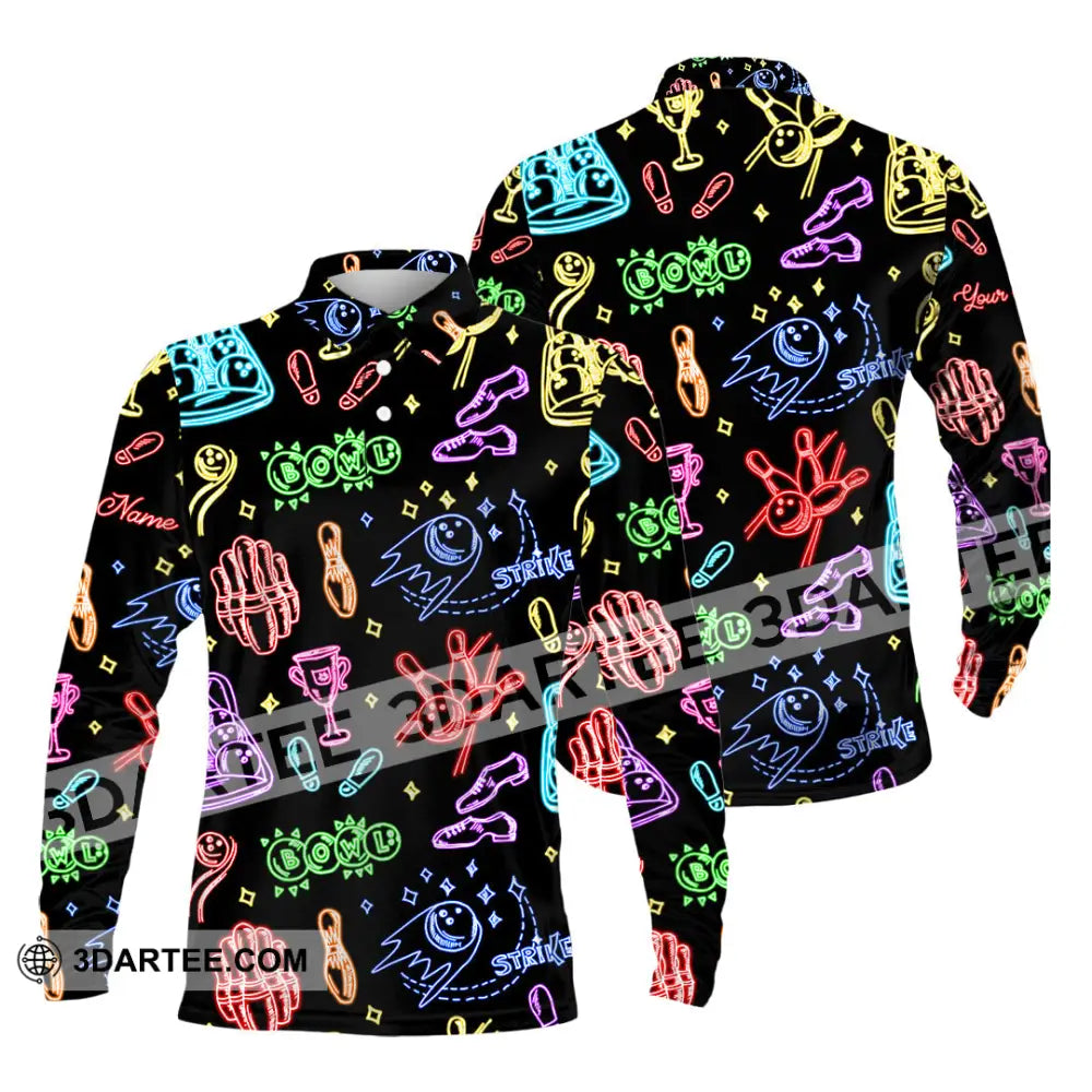 Unisex Shirt - Custom Bowling Strike Shirt Long Sleeve Polo / S T-shirt