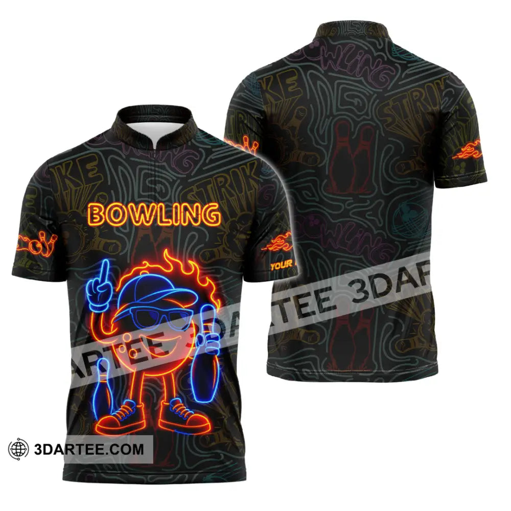 Unisex Shirt - Custom Bowling Shirt Zipper Polo Shirt / S T-shirt