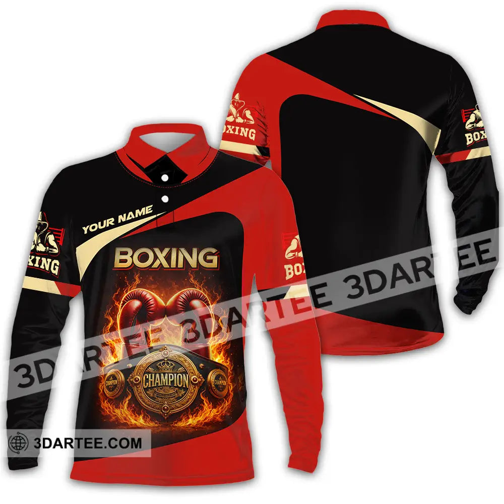 Unisex Shirt - Custom Boxing 3D Shirt Long Sleeve Polo / S T-shirt