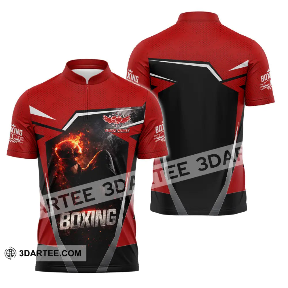 Unisex Shirt - Custom Boxing 3D Shirt - Zipper Polo Shirt / S - T-shirt