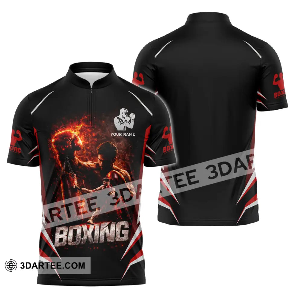 Unisex Shirt - Custom Boxing 3D Shirt - Zipper Polo Shirt / S - T-shirt