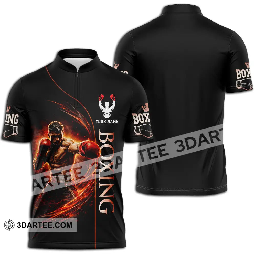 Unisex Shirt - Custom Boxing 3D Shirt - Zipper Polo Shirt / S - T-shirt