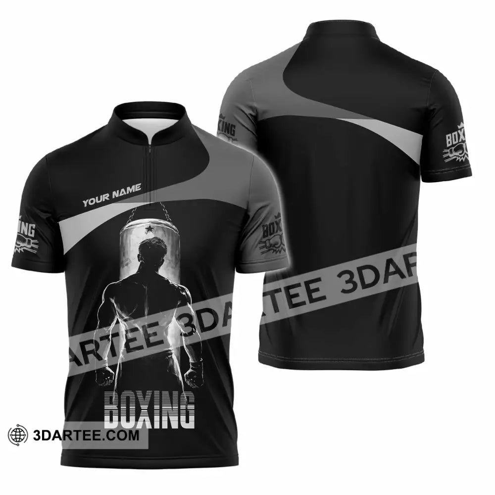 Unisex Shirt - Custom Boxing 3D Shirt - Zipper Polo Shirt / S - T-shirt
