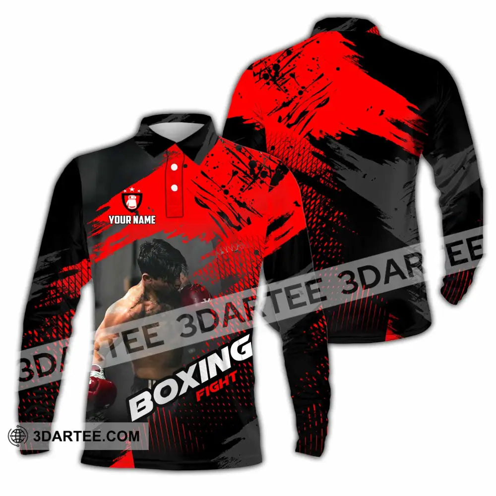 Unisex Shirt - Custom Boxing Fight 3D Shirt - Long Sleeve Polo / S - T-shirt