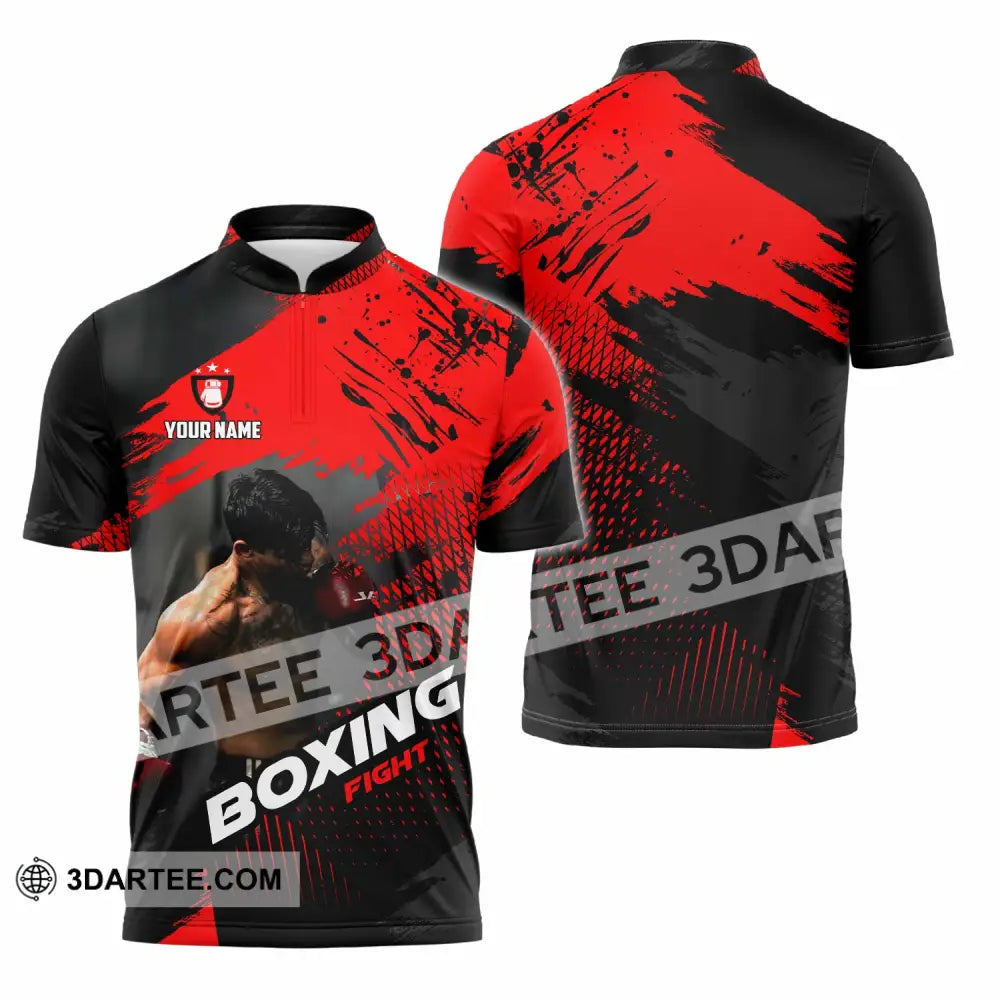 Unisex Shirt - Custom Boxing Fight 3D Shirt - Zipper Polo Shirt / S - T-shirt