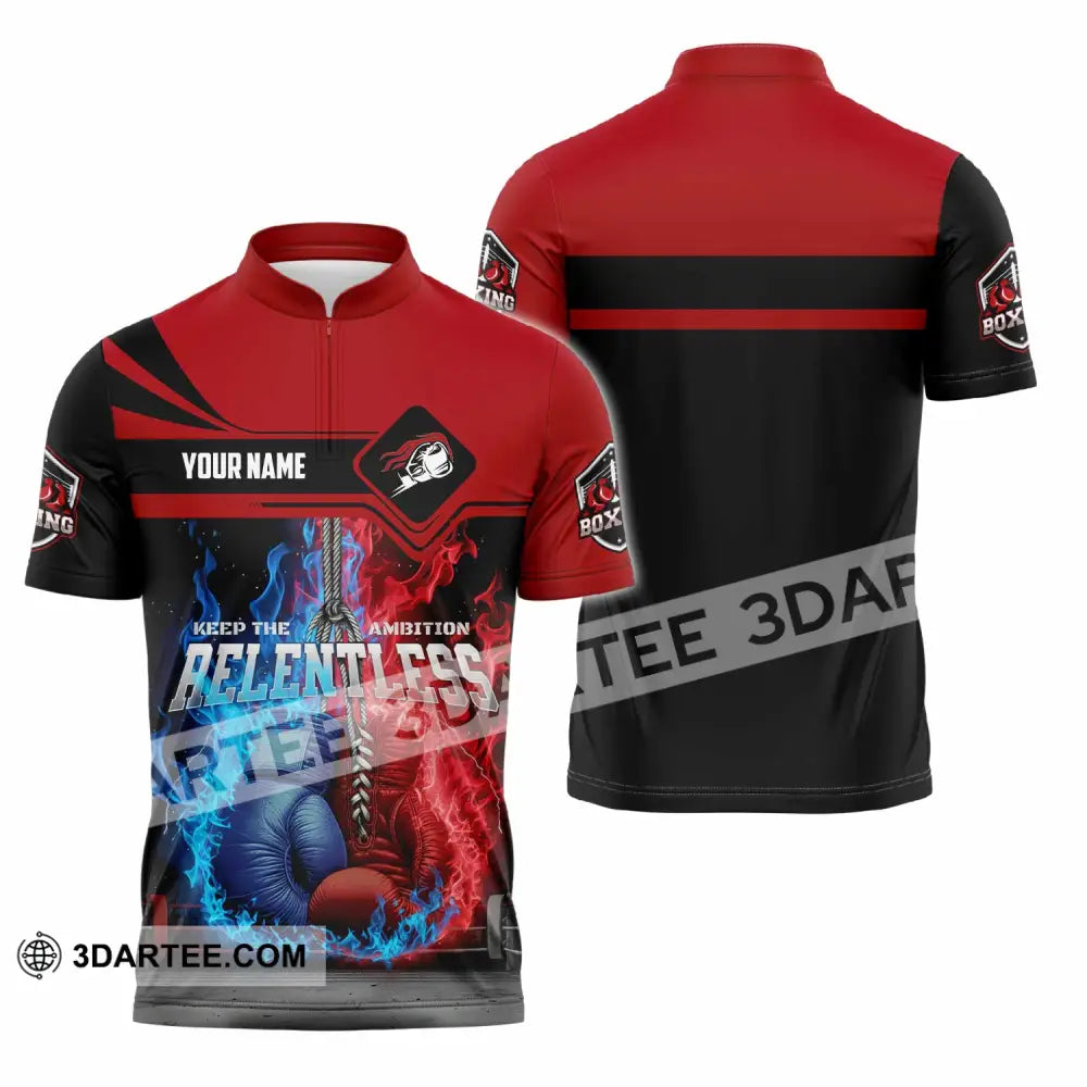 Unisex Shirt - Custom Boxing Keep The Ambition Release 3D Shirt Zipper Polo Shirt / S T-shirt