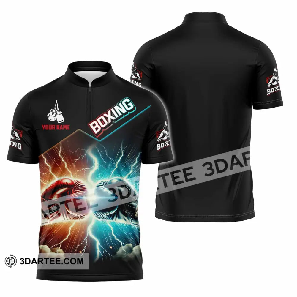 Unisex Shirt - Custom Boxing Lover Sport Shirt Zipper Polo Shirt / S T-shirt
