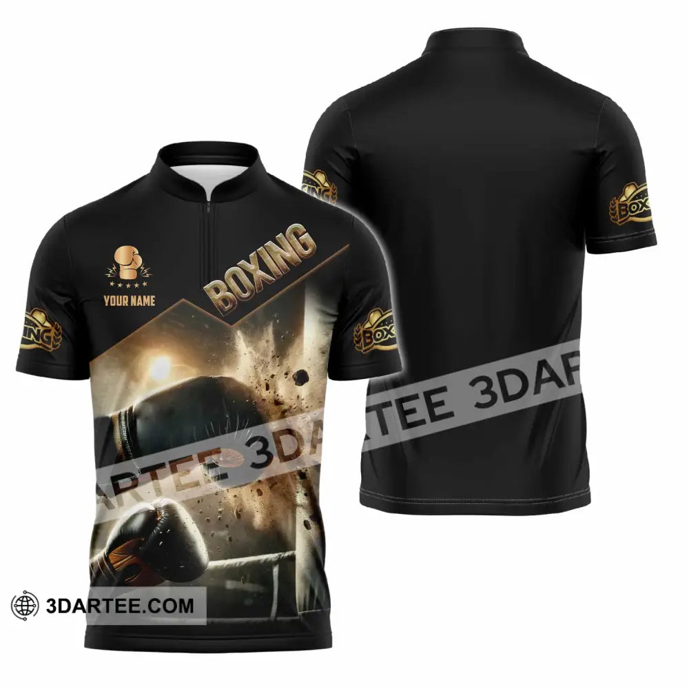 Unisex Shirt - Custom Boxing Lover Sport Shirt Zipper Polo Shirt / S T-shirt