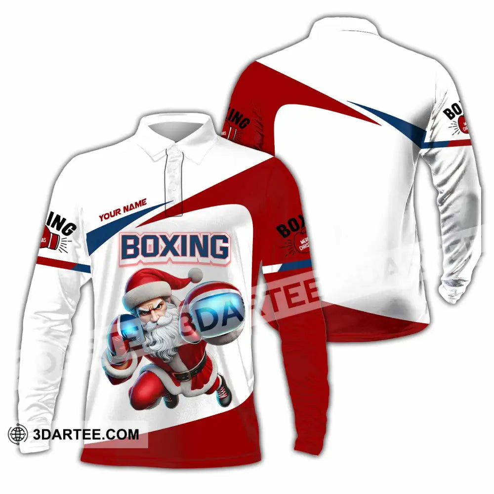 Unisex Shirt - Custom Boxing Santa Shirt Long Sleeve Polo / S T-shirt