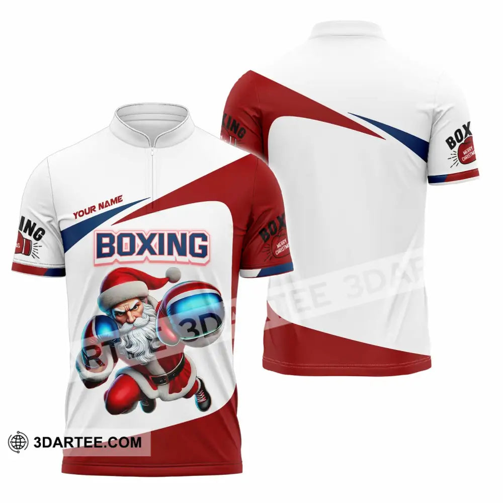 Unisex Shirt - Custom Boxing Santa Shirt Zipper Polo Shirt / S T-shirt