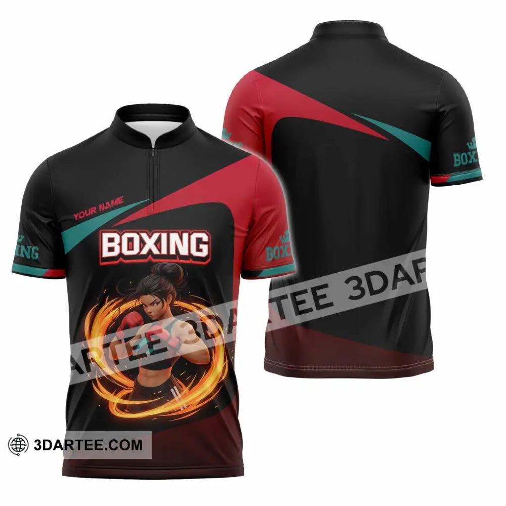 Unisex Shirt Custom Boxing Sport Shirt Zipper Polo Shirt / S T shirt