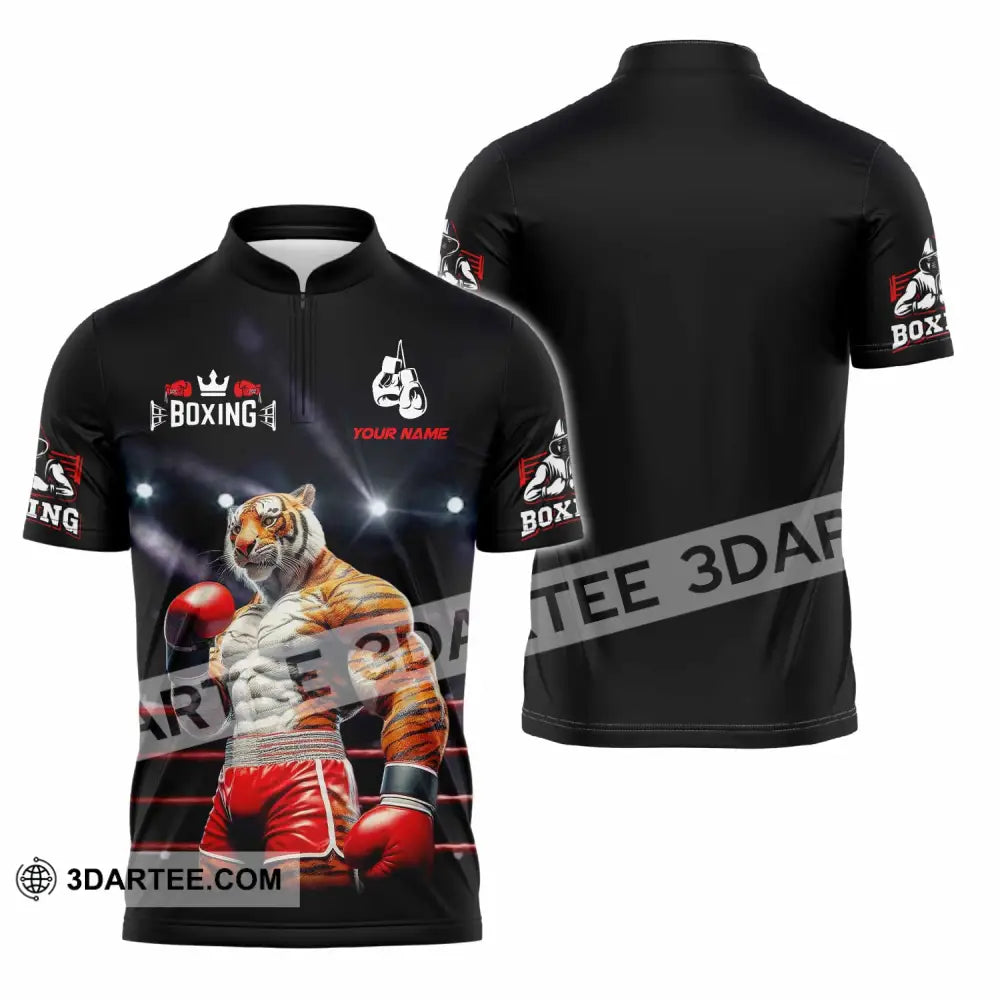 Unisex Shirt - Custom Boxing Tiger Shirt Zipper Polo Shirt / S T-shirt