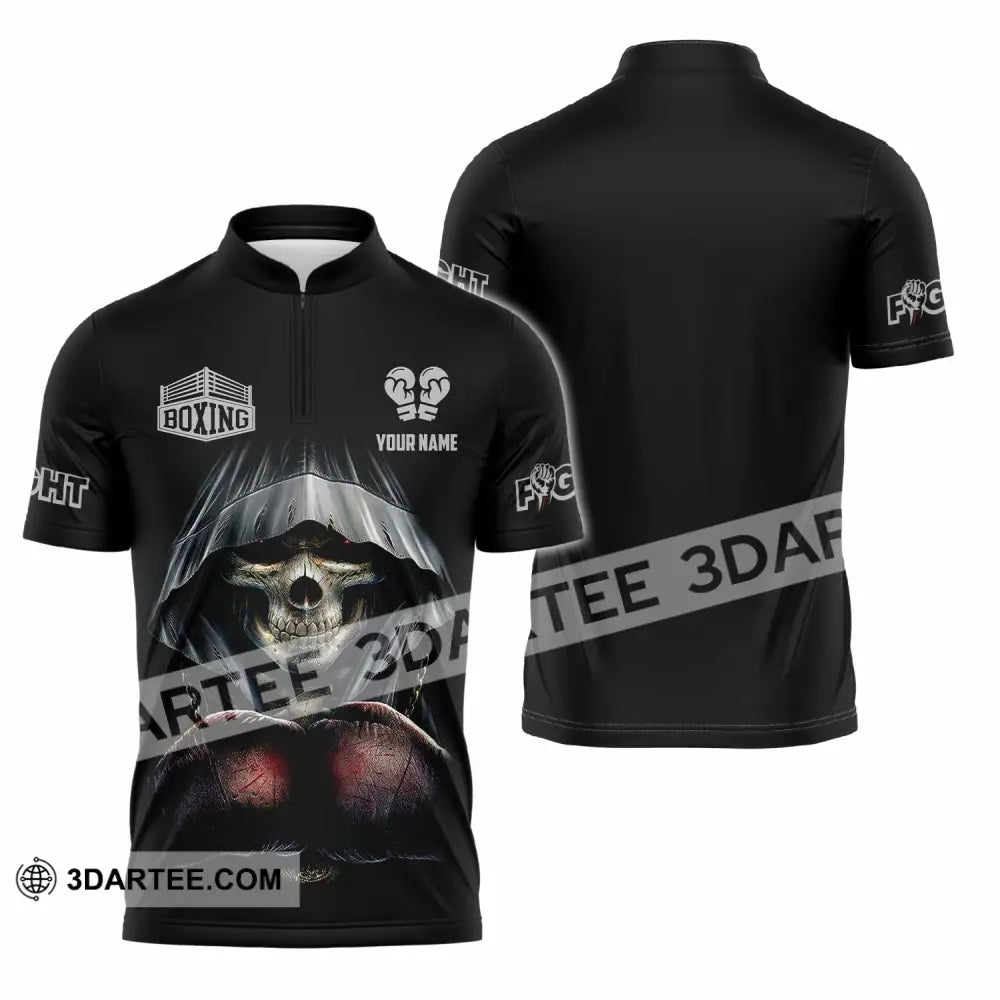 Unisex Shirt - Custom Boxing Shirt Zipper Polo Shirt / S T-shirt