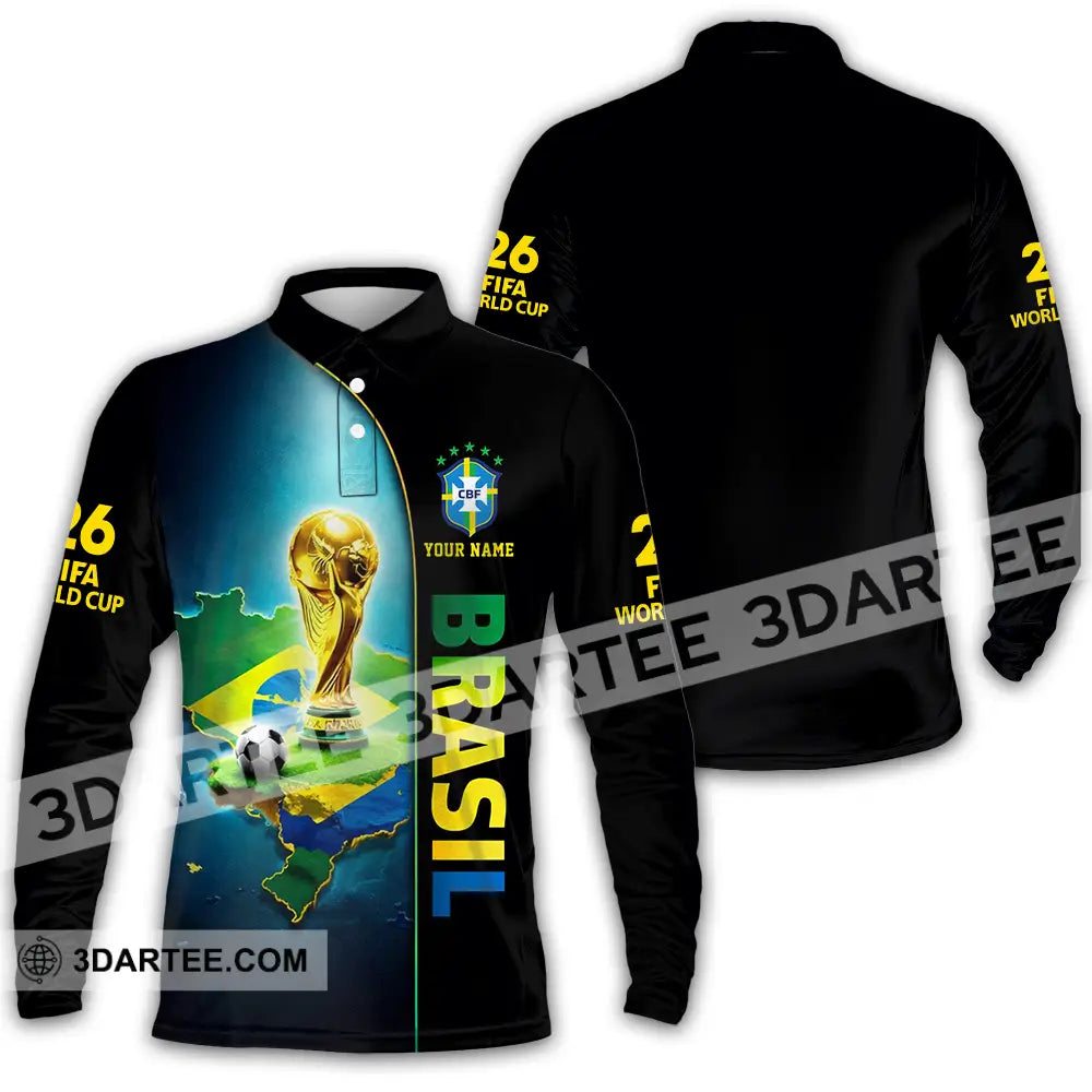 Unisex Shirt - Custom Brasil World Cup 2026 3D Shirt - Long Sleeve Polo / S - T-shirt