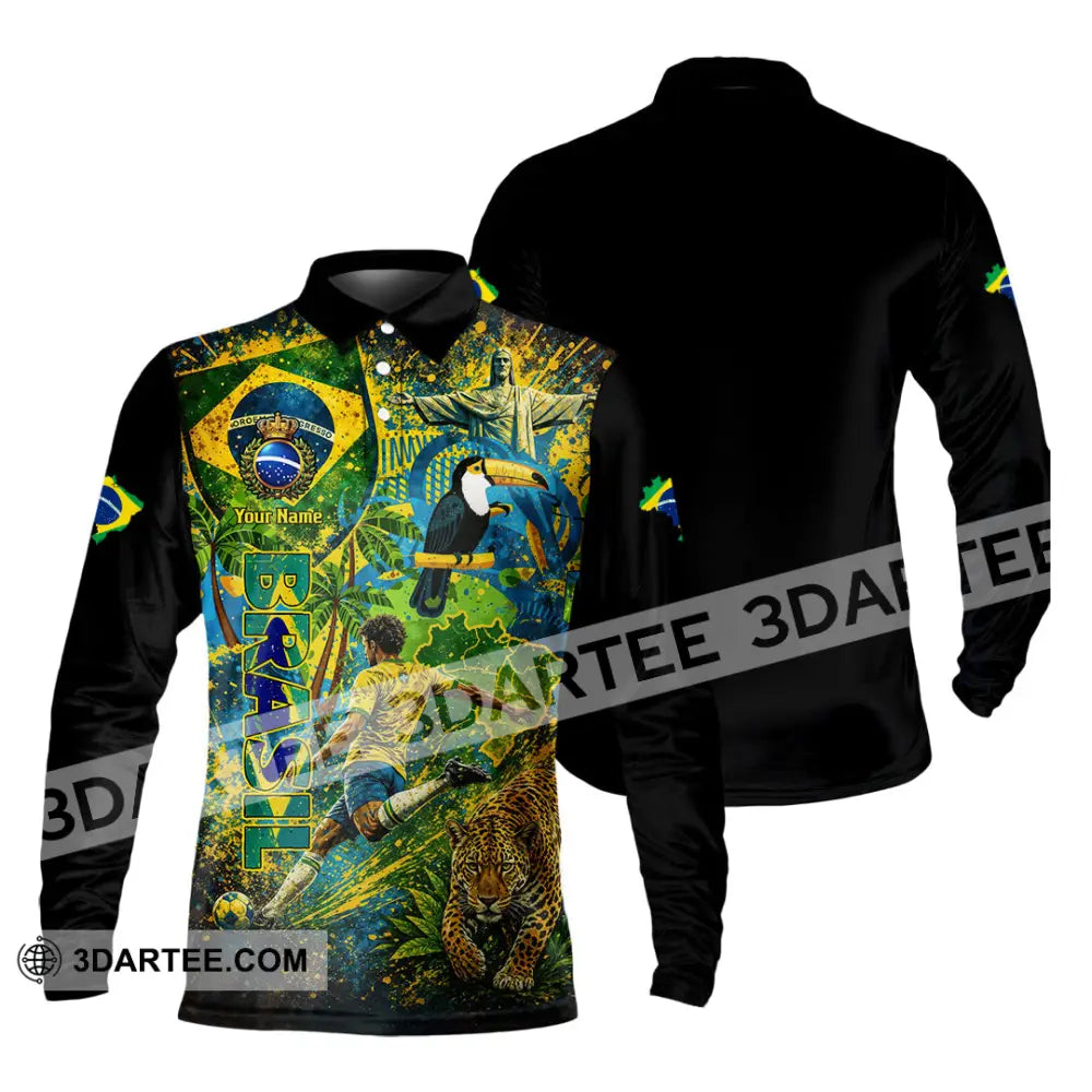 Unisex Shirt - Custom Brasil World Cup 2026 3D Shirt - Long Sleeve Polo / S - T-shirt