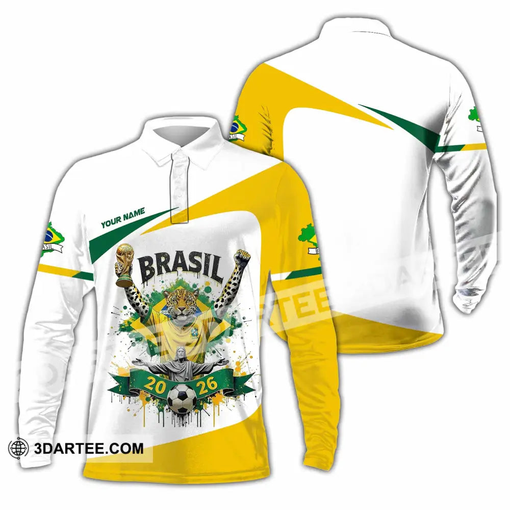 Unisex Shirt - Custom Brasil 3D Shirt Long Sleeve Polo / S T-shirt