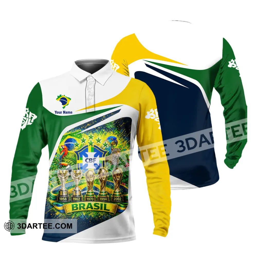Unisex Shirt - Custom Brasil World Cup 2026 3D Shirt - Long Sleeve Polo / S - T-shirt