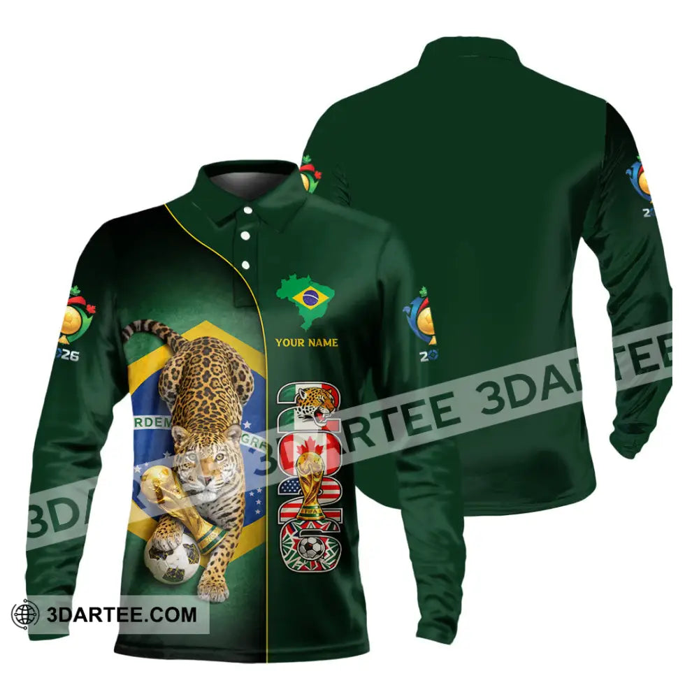 Unisex Shirt - Custom Brasil World Cup 2026 3D Shirt Long Sleeve Polo / S T-shirt