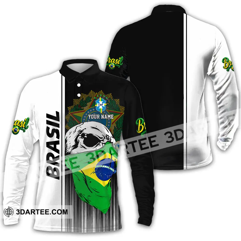 Unisex Shirt - Custom Brasil 3D Shirt Long Sleeve Polo / S T-shirt