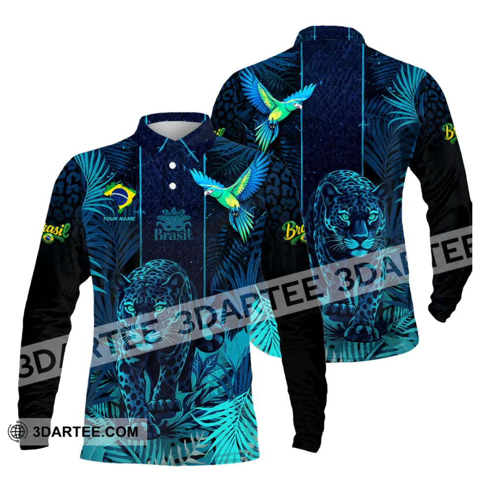 Unisex Shirt - Custom Brasil 3D Shirt Long Sleeve Polo / S T-shirt