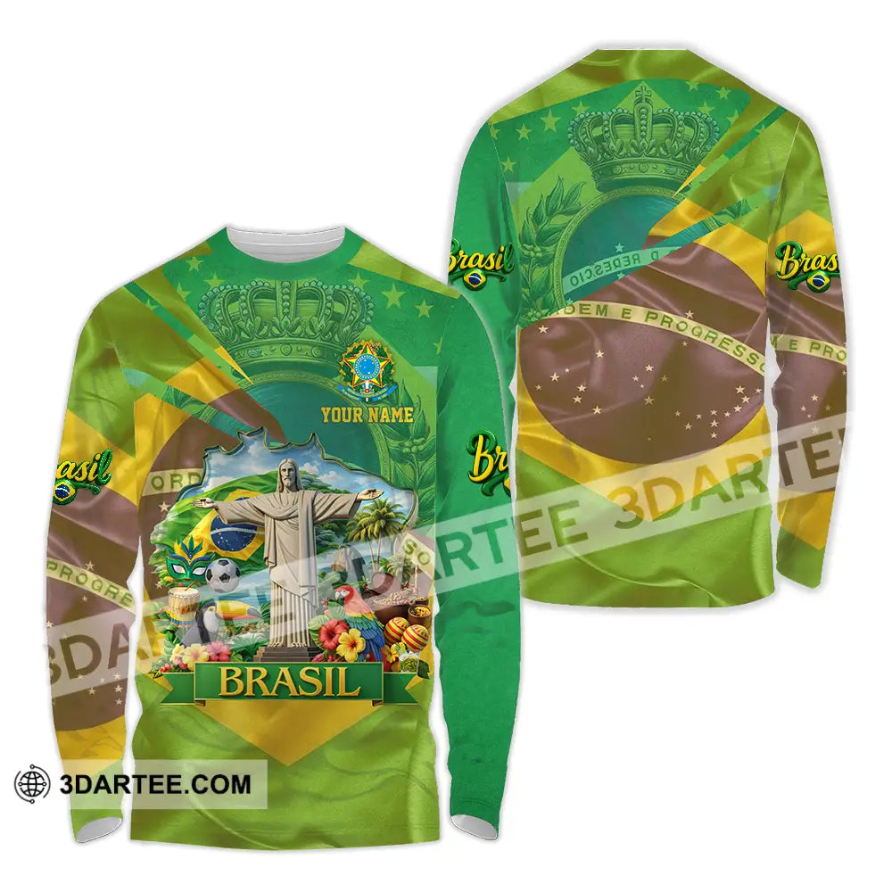 Unisex Shirt - Custom Brasil 3D Shirt Long Sleeve Shirt / S T-shirt