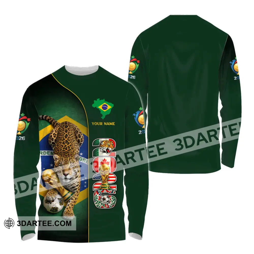 Unisex Shirt - Custom Brasil World Cup 2026 3D Shirt Long Sleeve Shirt / S T-shirt