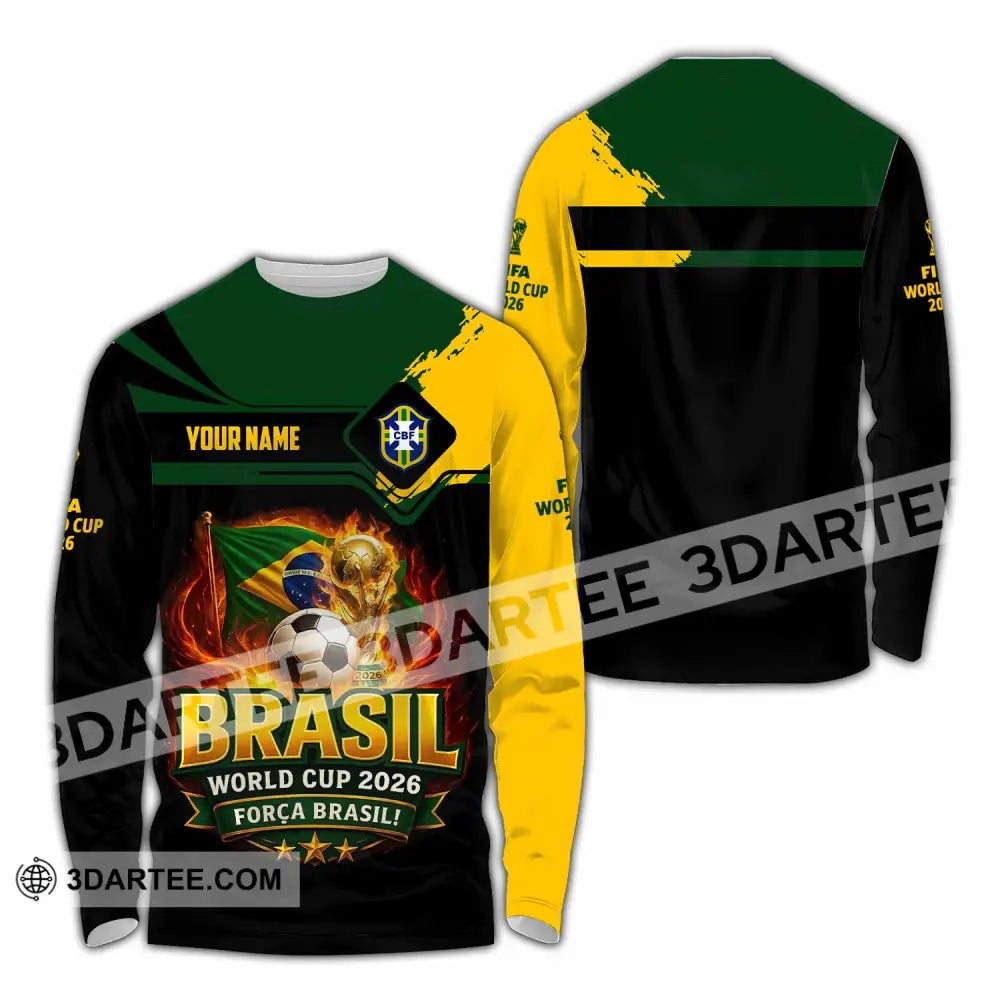 Unisex Shirt - Custom Brasil World Cup 2026 3D Shirt - Long Sleeve Shirt / S - T-shirt