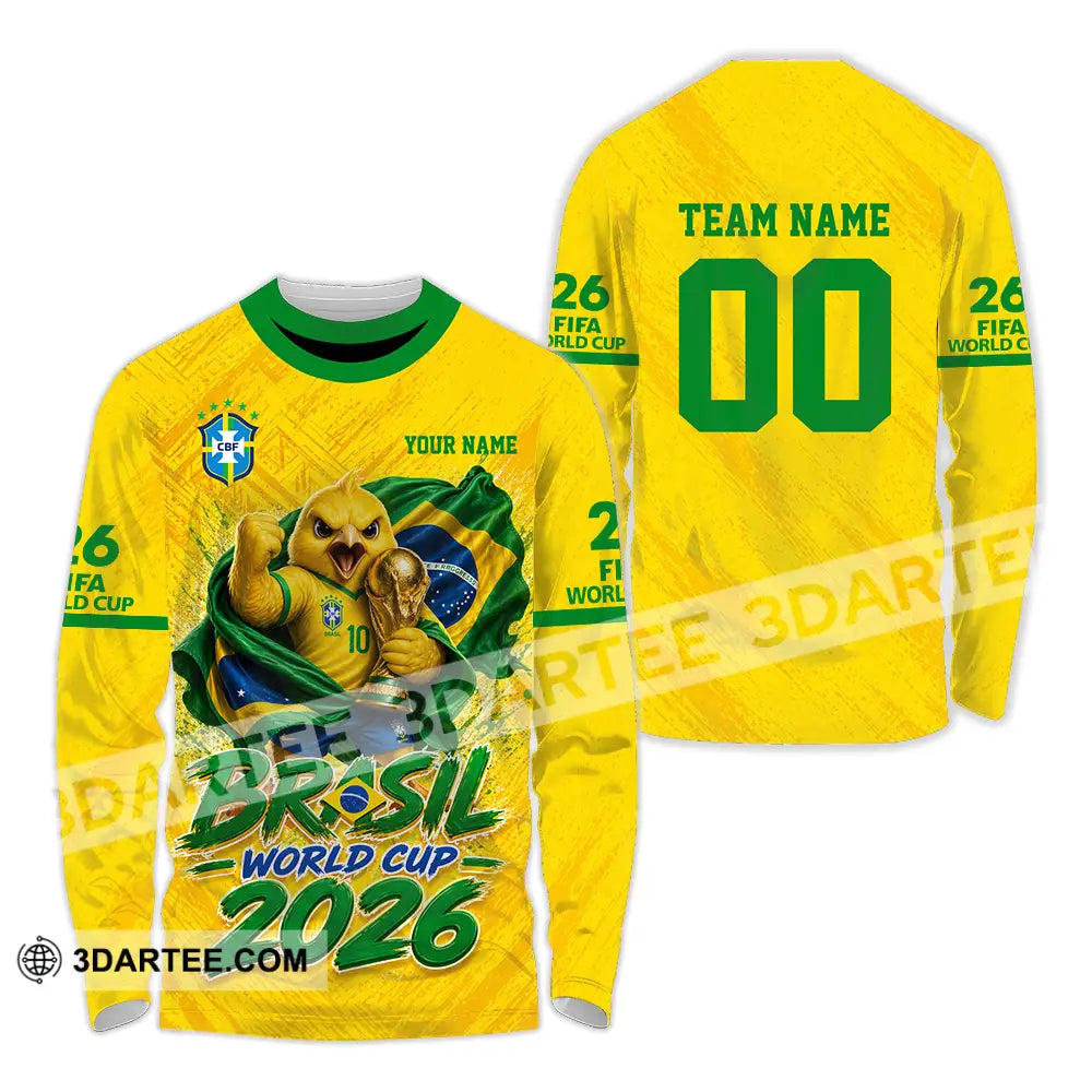 Unisex Shirt - Custom Brasil World Cup 2026 3D Shirt - Long Sleeve Shirt / S - T-shirt