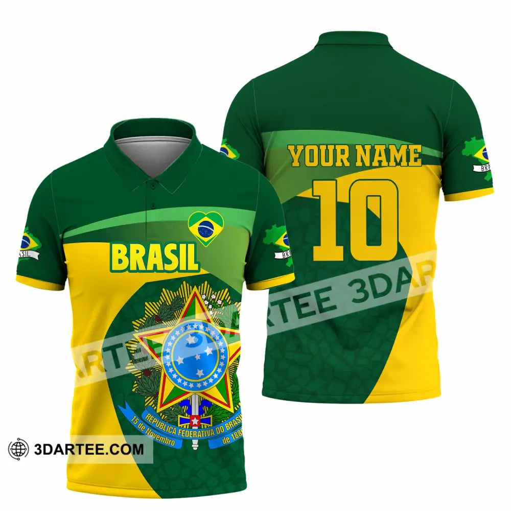 Unisex Shirt - Custom Brasil 3D Shirt Polo Shirt / S T-shirt