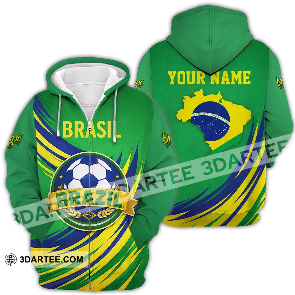Unisex Shirt - Custom Brasil 3D Shirt Zipper Hoodie / S T-shirt