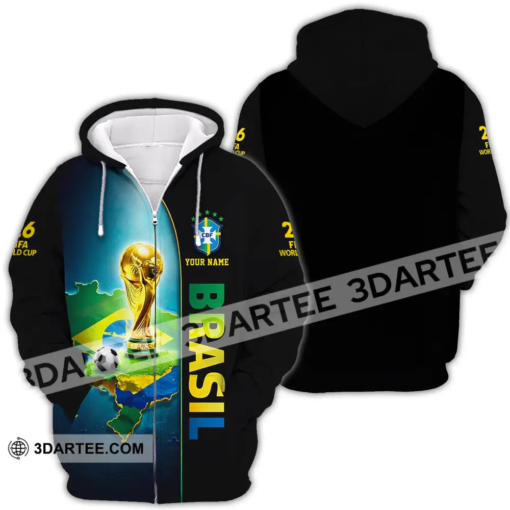 Unisex Shirt - Custom Brasil World Cup 2026 3D Shirt - Zipper Hoodie / S - T-shirt