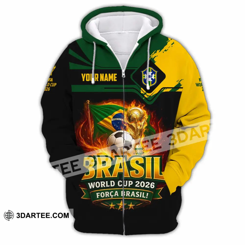 Unisex Shirt - Custom Brasil World Cup 2026 3D Shirt - Zipper Hoodie / S - T-shirt