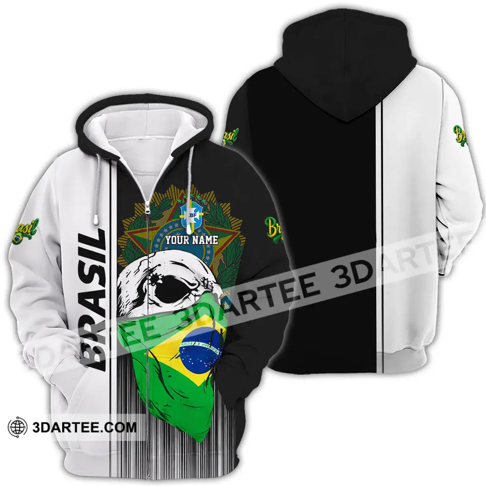 Unisex Shirt - Custom Brasil 3D Shirt Zipper Hoodie / S T-shirt